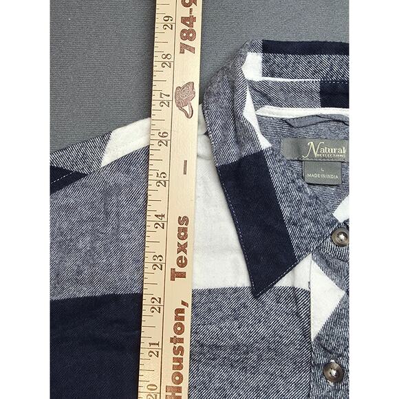 Natural Reflections Womens Large Soft Flannel Shirt Blue White Plaid - Picture 4 of 6